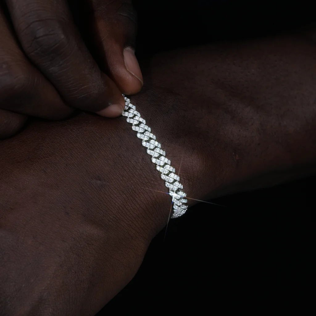 925S & VVS Moissanite Prong Cuban Bracelet - 6.5mm - TONGSHOP / 6.5mm / 925S & VVS Moissanite 6.5MM Prong Cuban Bracelet