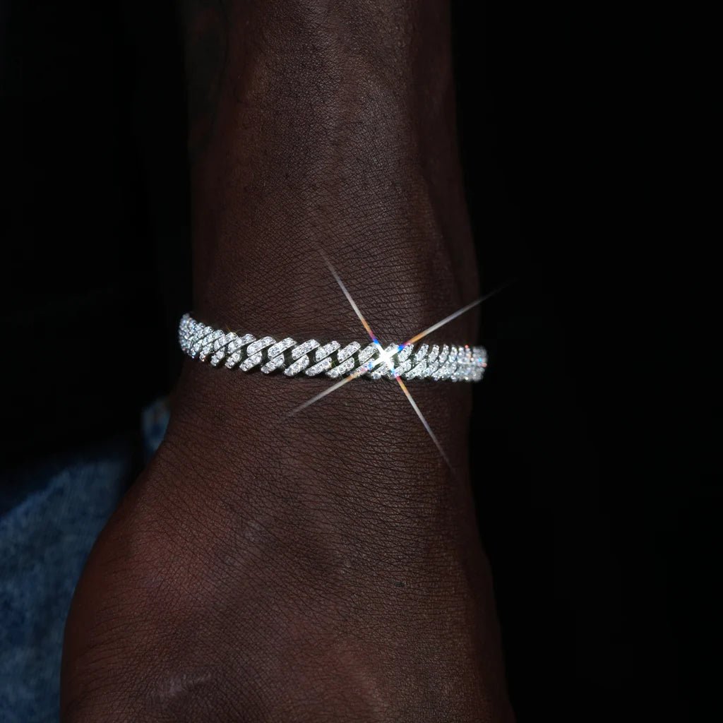 925S & VVS Moissanite Prong Cuban Bracelet - 6.5mm - TONGSHOP / 6.5mm / 925S & VVS Moissanite 6.5MM Prong Cuban Bracelet