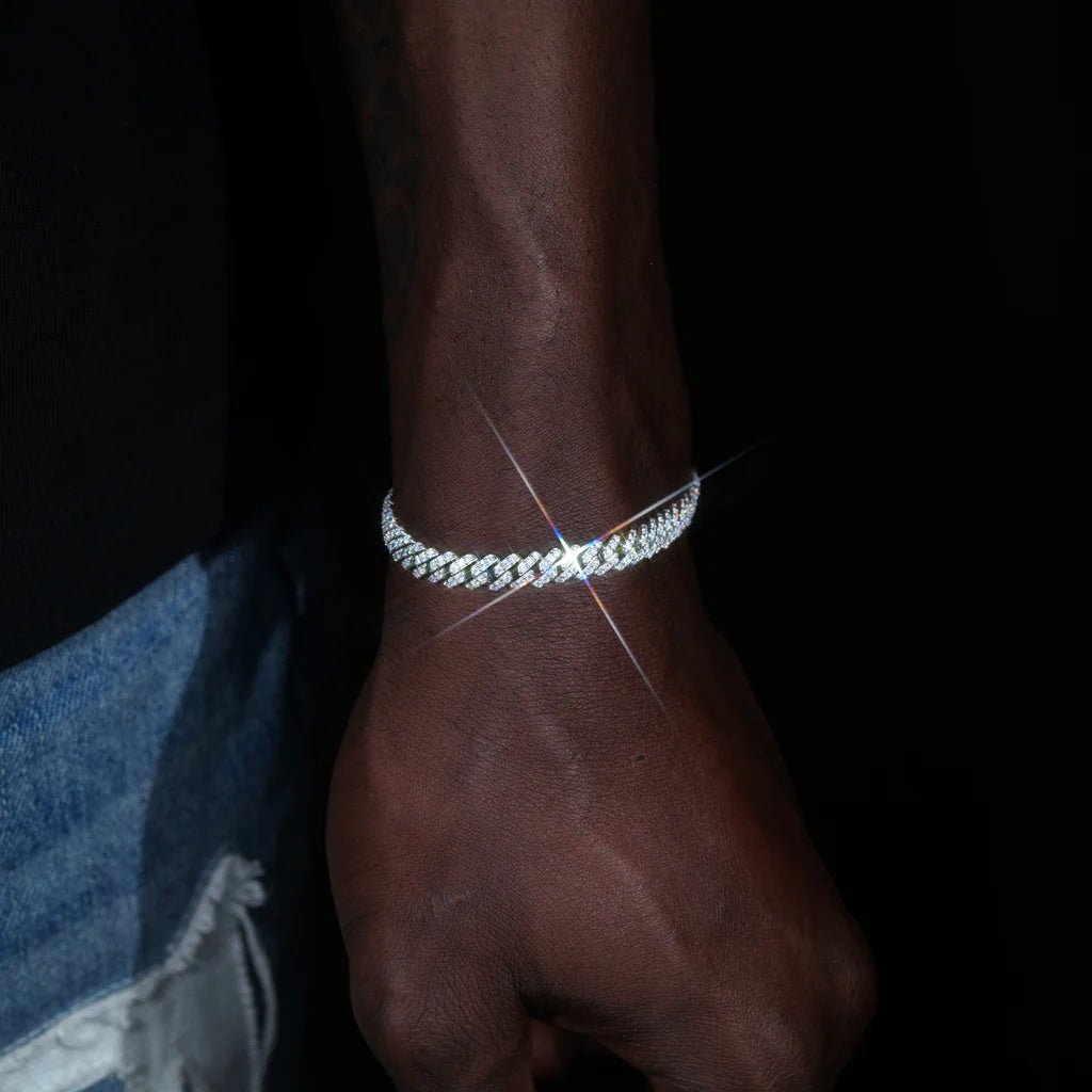 925S & VVS Moissanite Prong Cuban Bracelet - 6.5mm - TONGSHOP / 6.5mm / 925S & VVS Moissanite 6.5MM Prong Cuban Bracelet