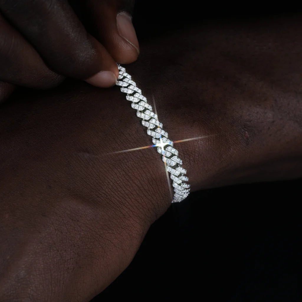 925S & VVS Moissanite Prong Cuban Bracelet - 6.5mm - TONGSHOP / 6.5mm / 925S & VVS Moissanite 6.5MM Prong Cuban Bracelet