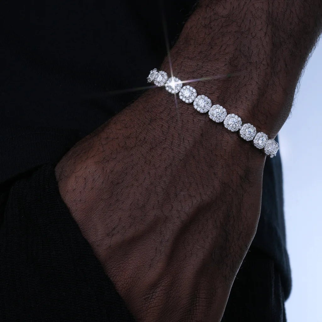 925S & VVS Moissanite Clustered Tennis Bracelet - 8MM - TONGSHOP / /