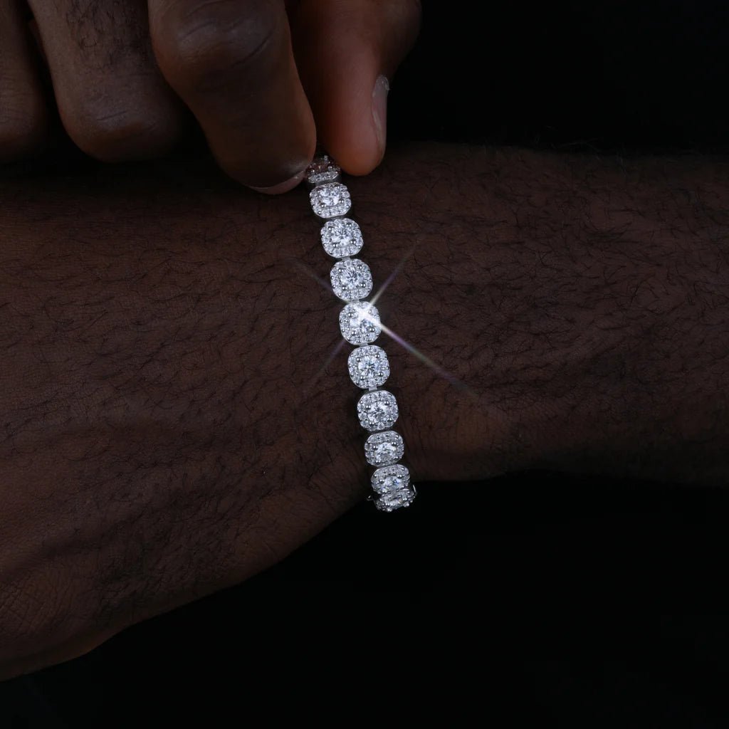 925S & VVS Moissanite Clustered Tennis Bracelet - 8MM - TONGSHOP / /
