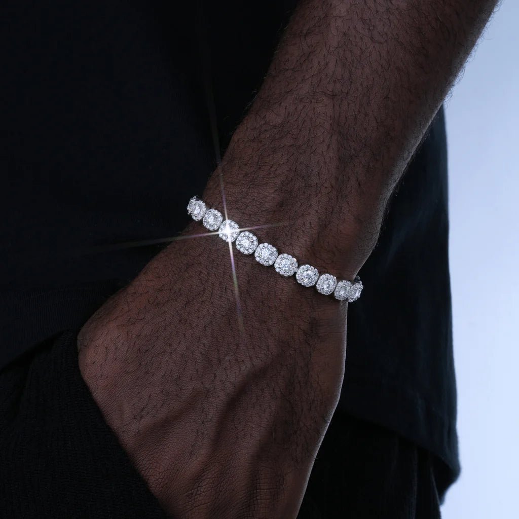 925S & VVS Moissanite Clustered Tennis Bracelet - 8MM - TONGSHOP / /
