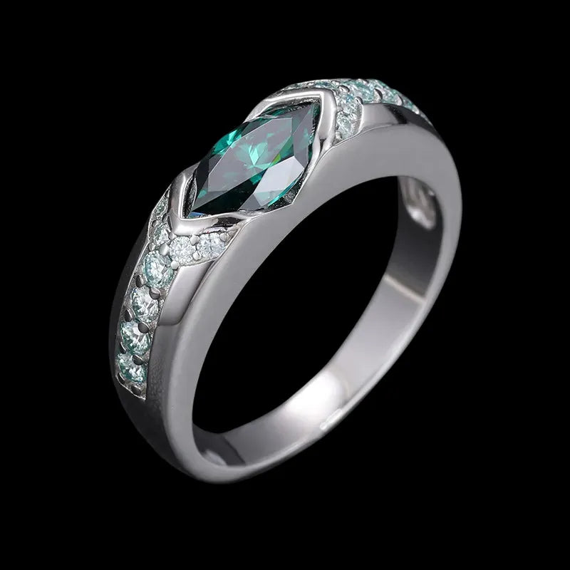 925 VVS Moissanite Green Horus Ring