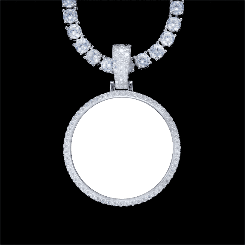 925S & VVS MOISSANITE 3D CIRCLE CUSTOM PICTURE PENDANT - TONGSHOP