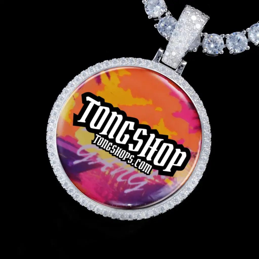 925S & VVS MOISSANITE 3D CIRCLE CUSTOM PICTURE PENDANT - TONGSHOP