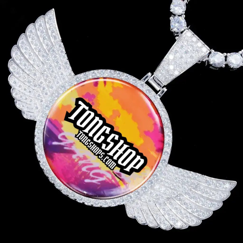 925S & VVS MOISSANITE 3D WING CUSTOM PICTURE PENDANT - TONGSHOP