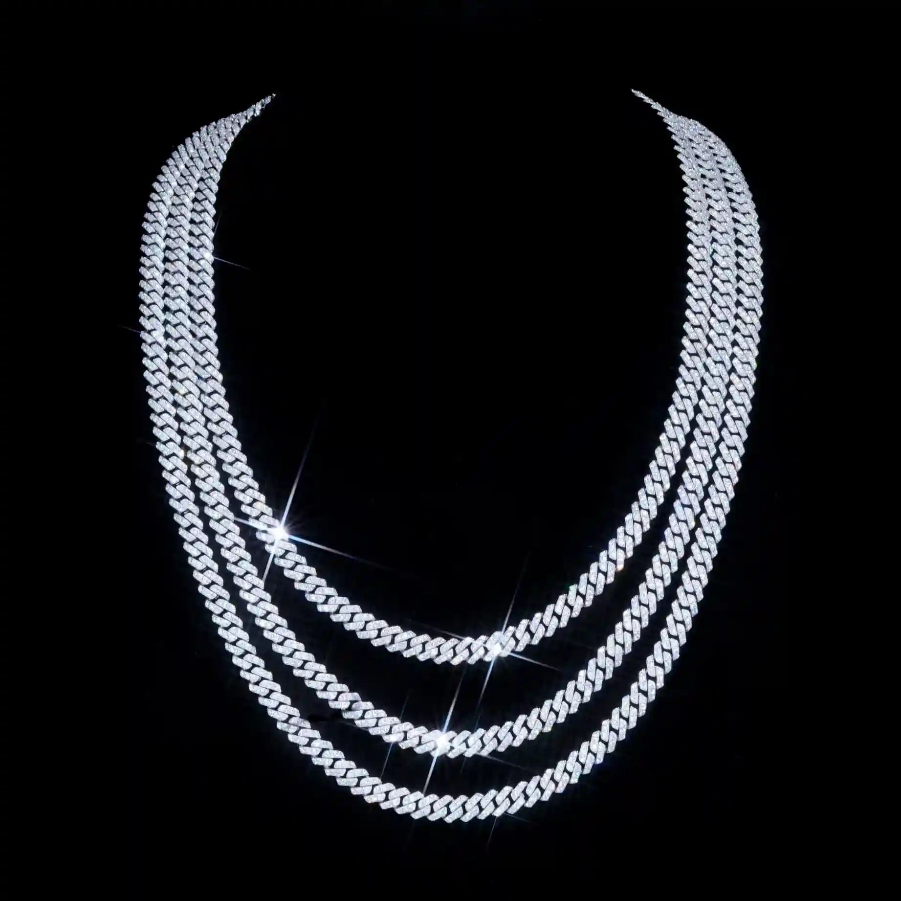 925S & VVS Moissanite 6.5MM Prong Cuban Link Chain - TONGSHOP