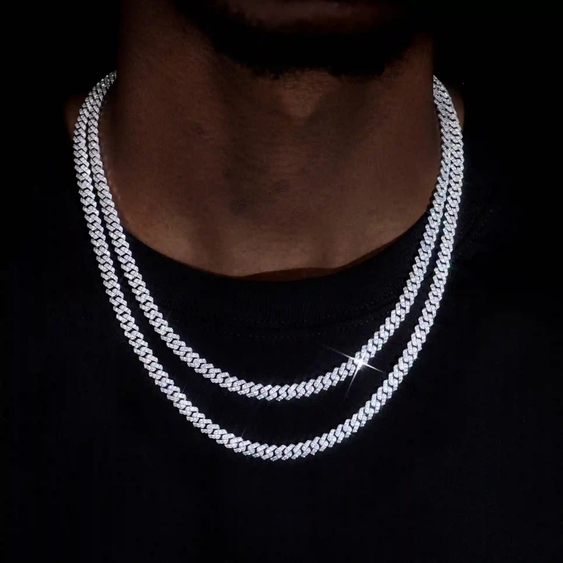 925S & VVS Moissanite 6.5MM Prong Cuban Link Chain - TONGSHOP