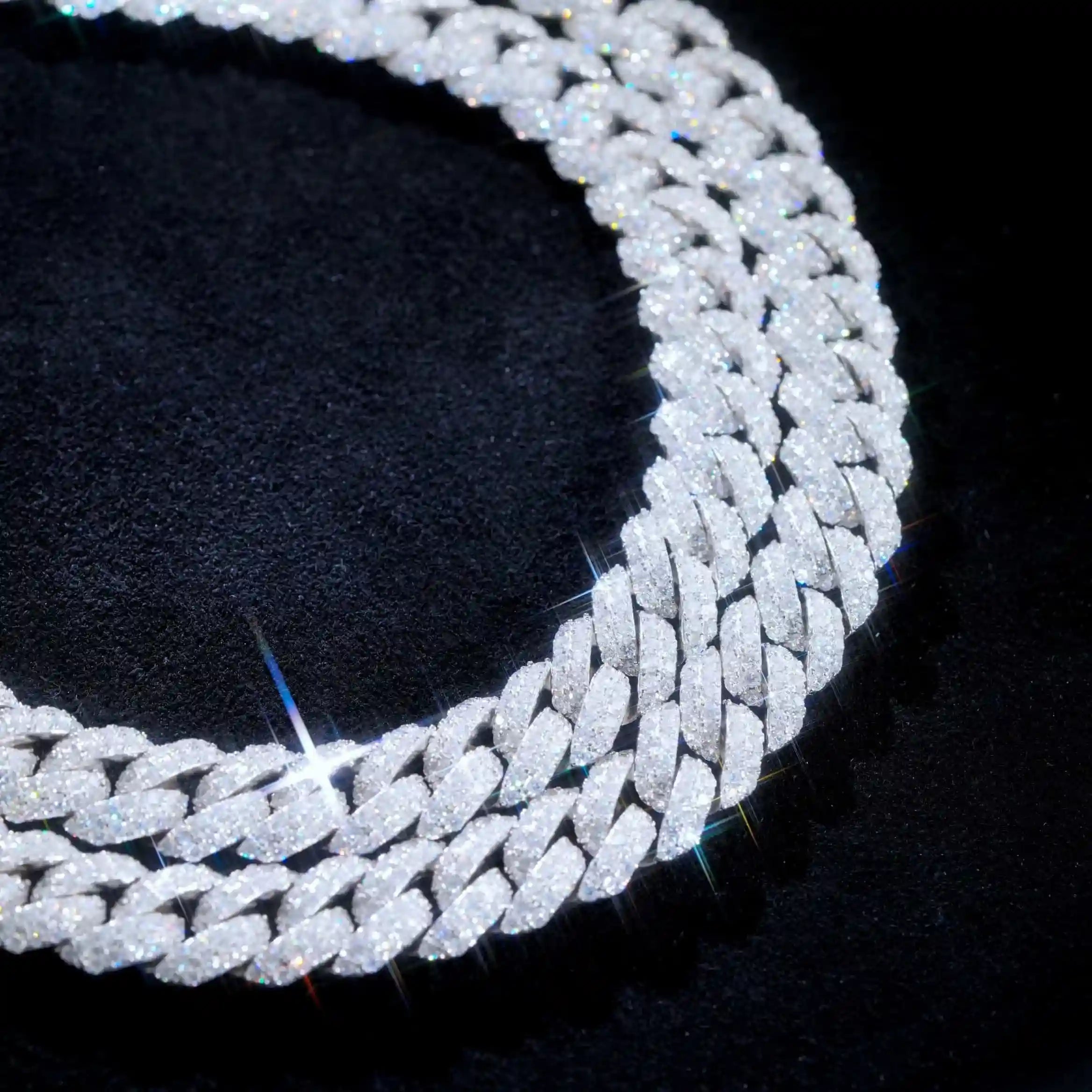 925S & VVS Moissanite Cuban Link Chain - 10mm - TONGSHOP