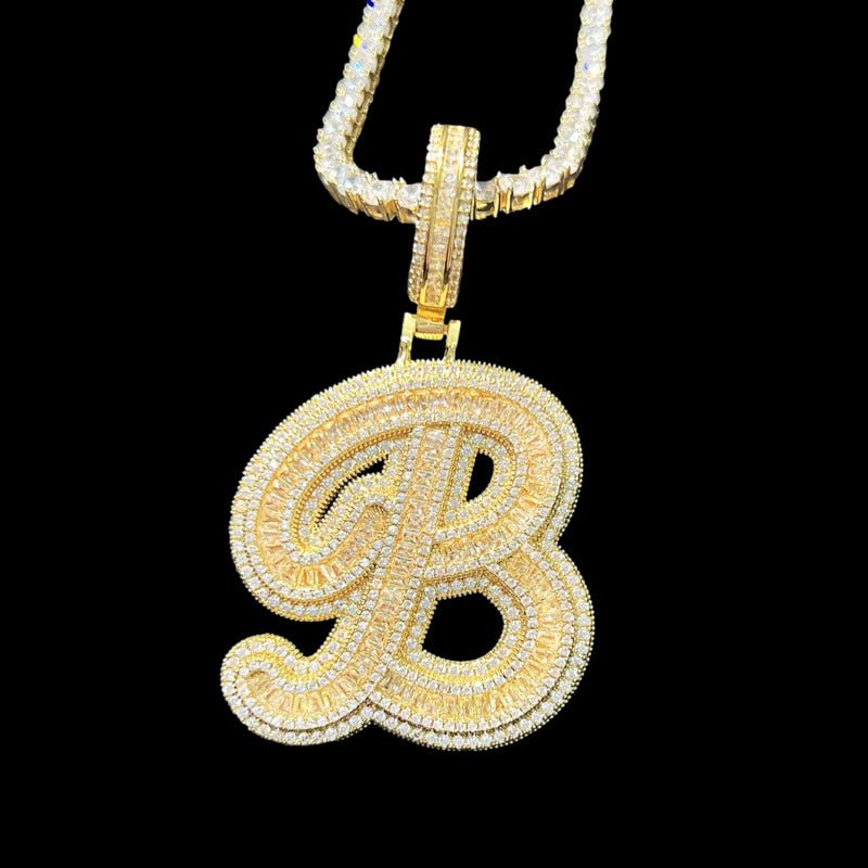 A - F Alphabet Pendant - 65mm - TONGSHOP / Length:16 / Length:18