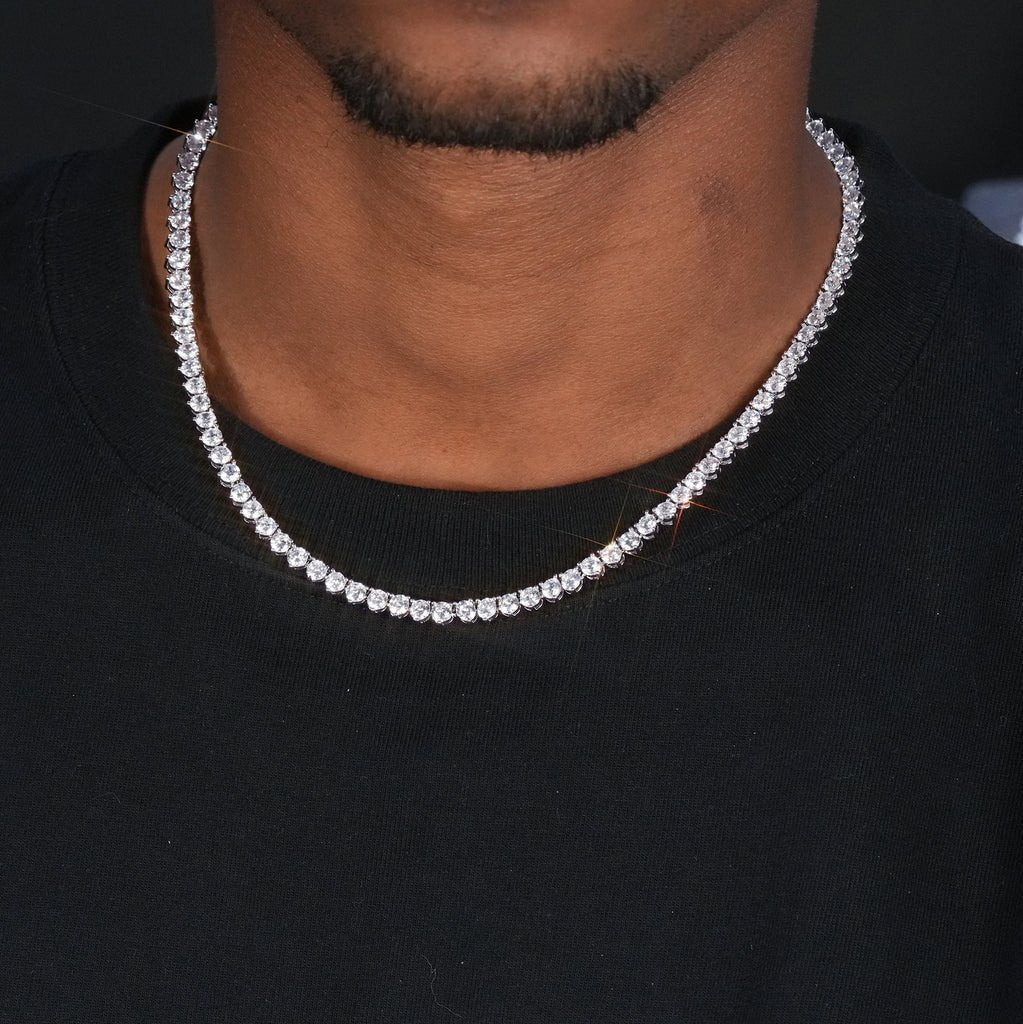 Three Prong Tennis Chain - 4mm/6mm - TONGSHOP / 4mm / Annular Iced Prong Link Choker