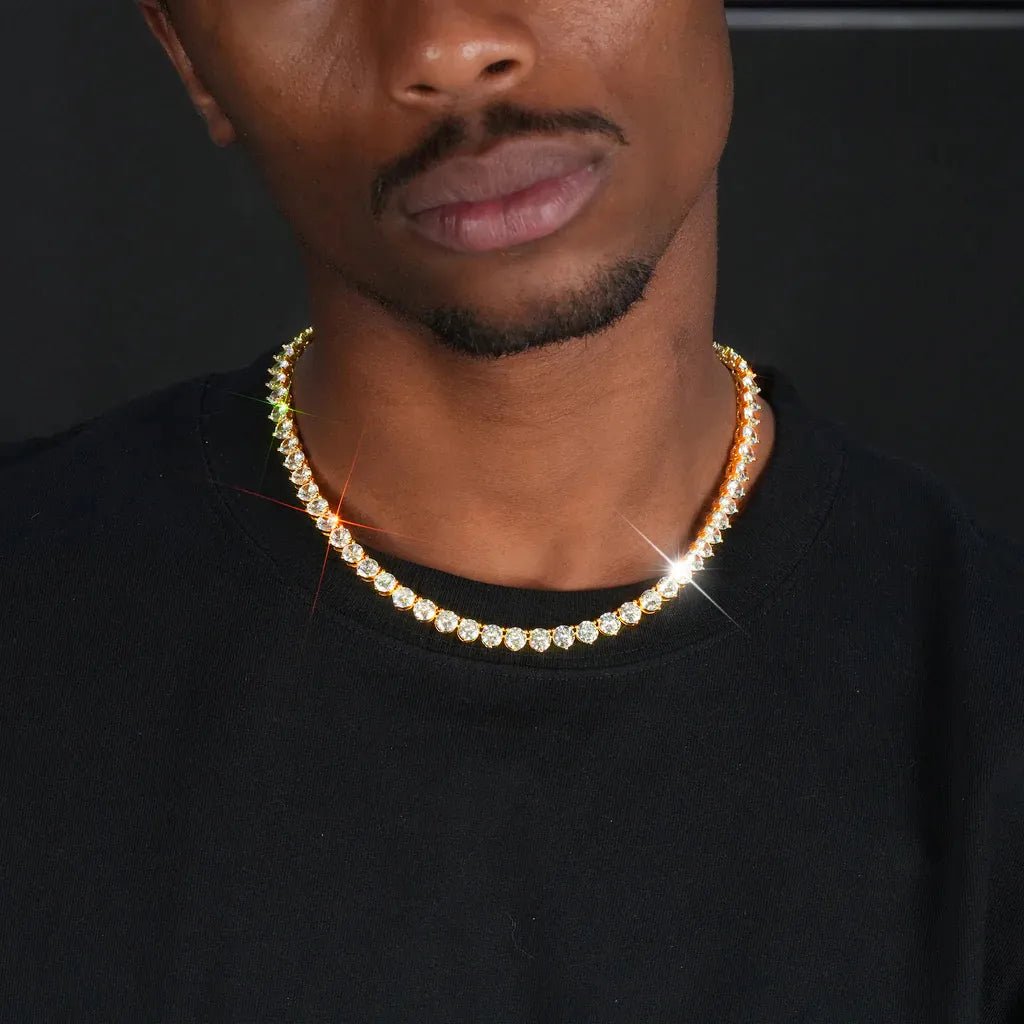 Three Prong Tennis Chain - 4mm/6mm - TONGSHOP / 4mm / Annular Iced Prong Link Choker