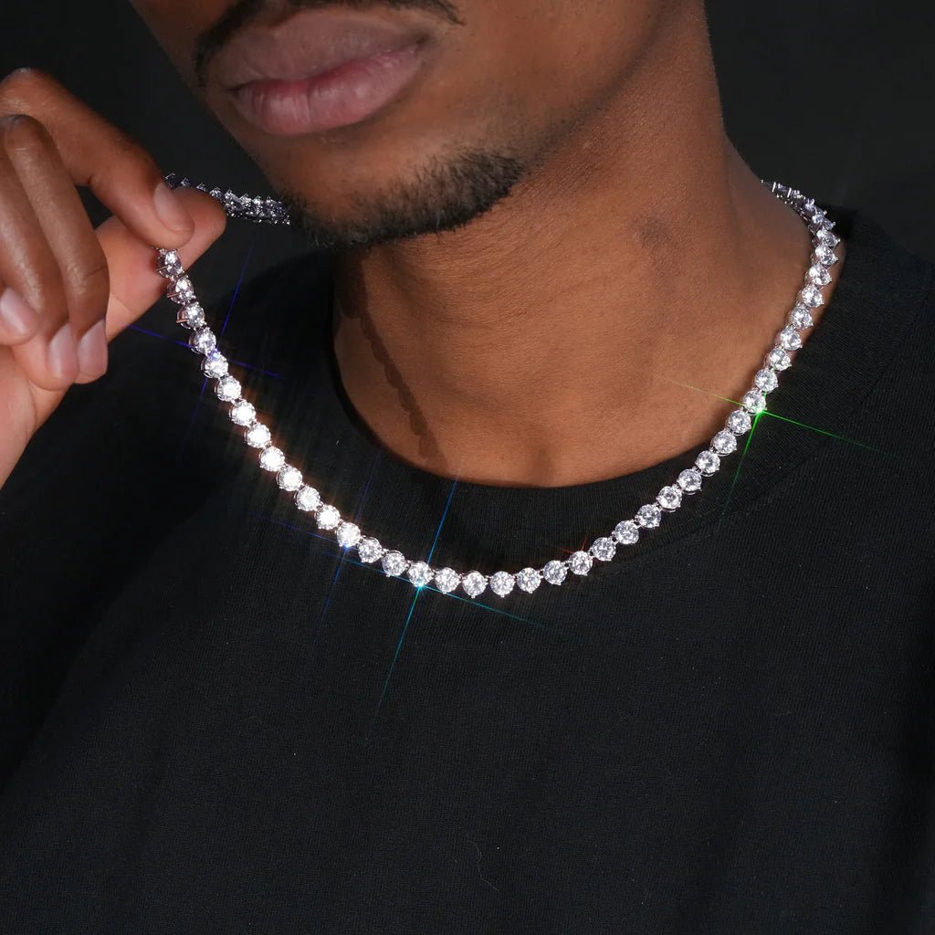 Three Prong Tennis Chain - 4mm/6mm - TONGSHOP / 4mm / Annular Iced Prong Link Choker
