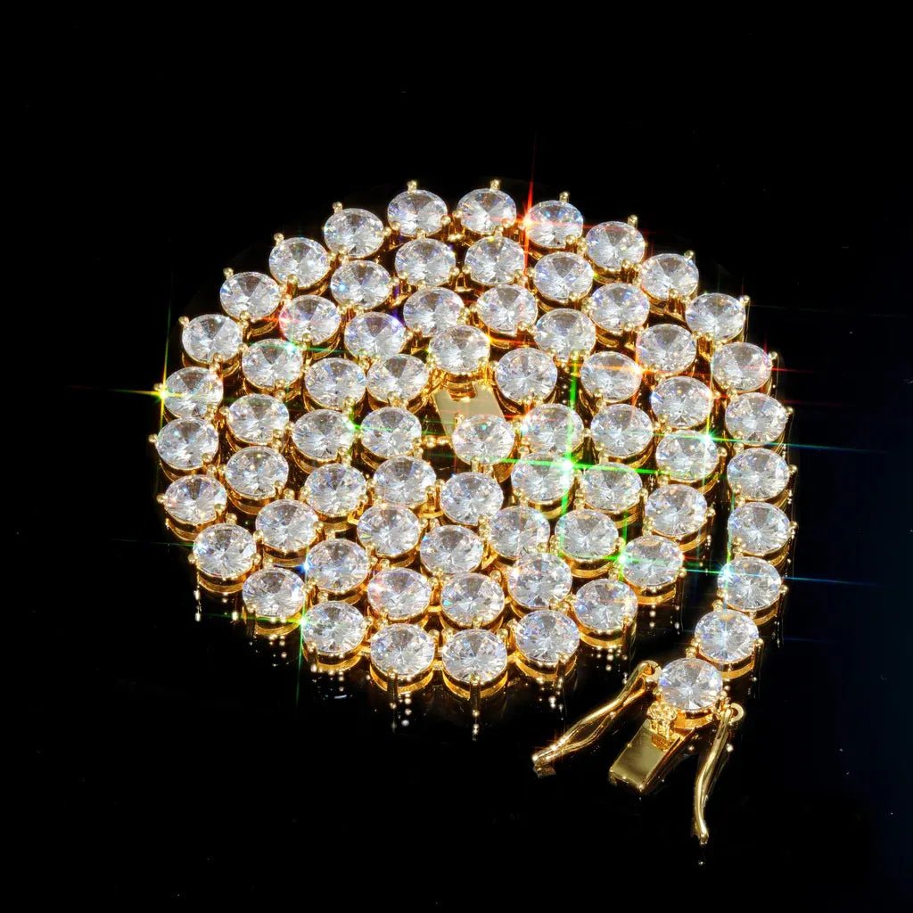 Three Prong Tennis Chain - 4mm/6mm - TONGSHOP / 4mm / Annular Iced Prong Link Choker