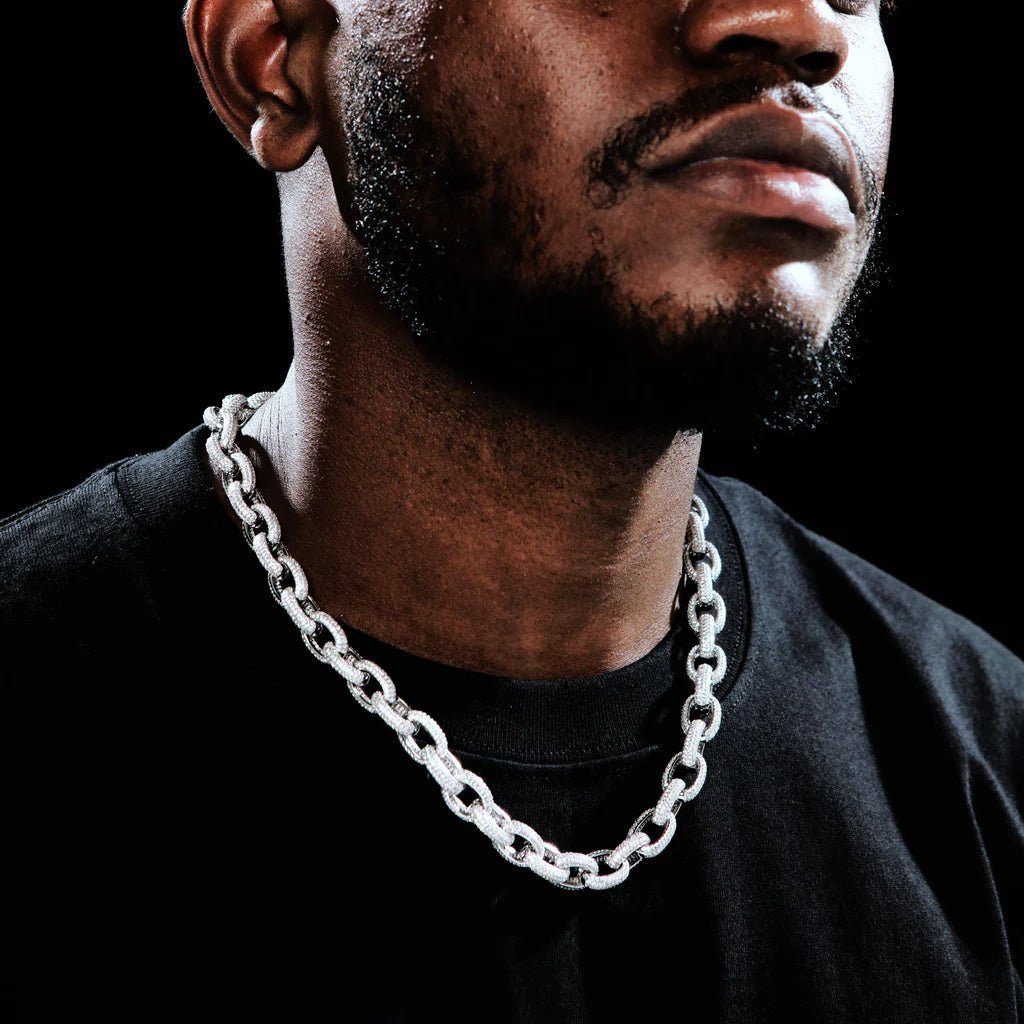 Annular Iced Prong Link Choker in WhiteGold