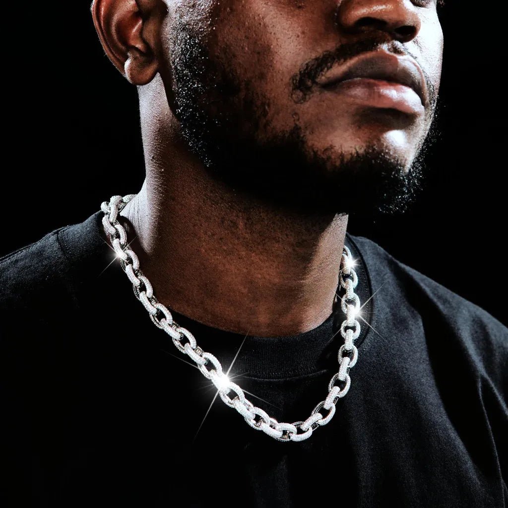 Annular Iced Prong Link Choker in White Gold - 12mm - TONGSHOP / cuban / instagram