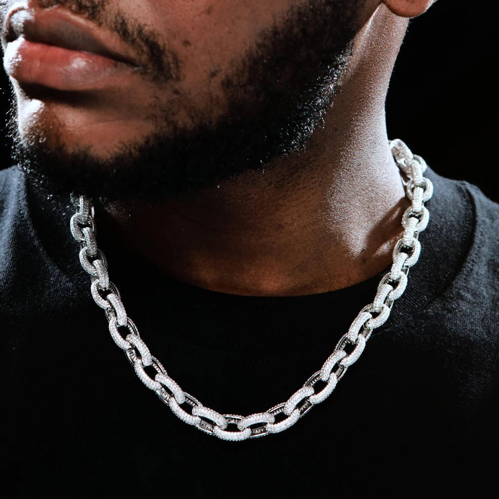 Annular Iced Prong Link Choker in White Gold - 12mm - TONGSHOP / cuban / instagram