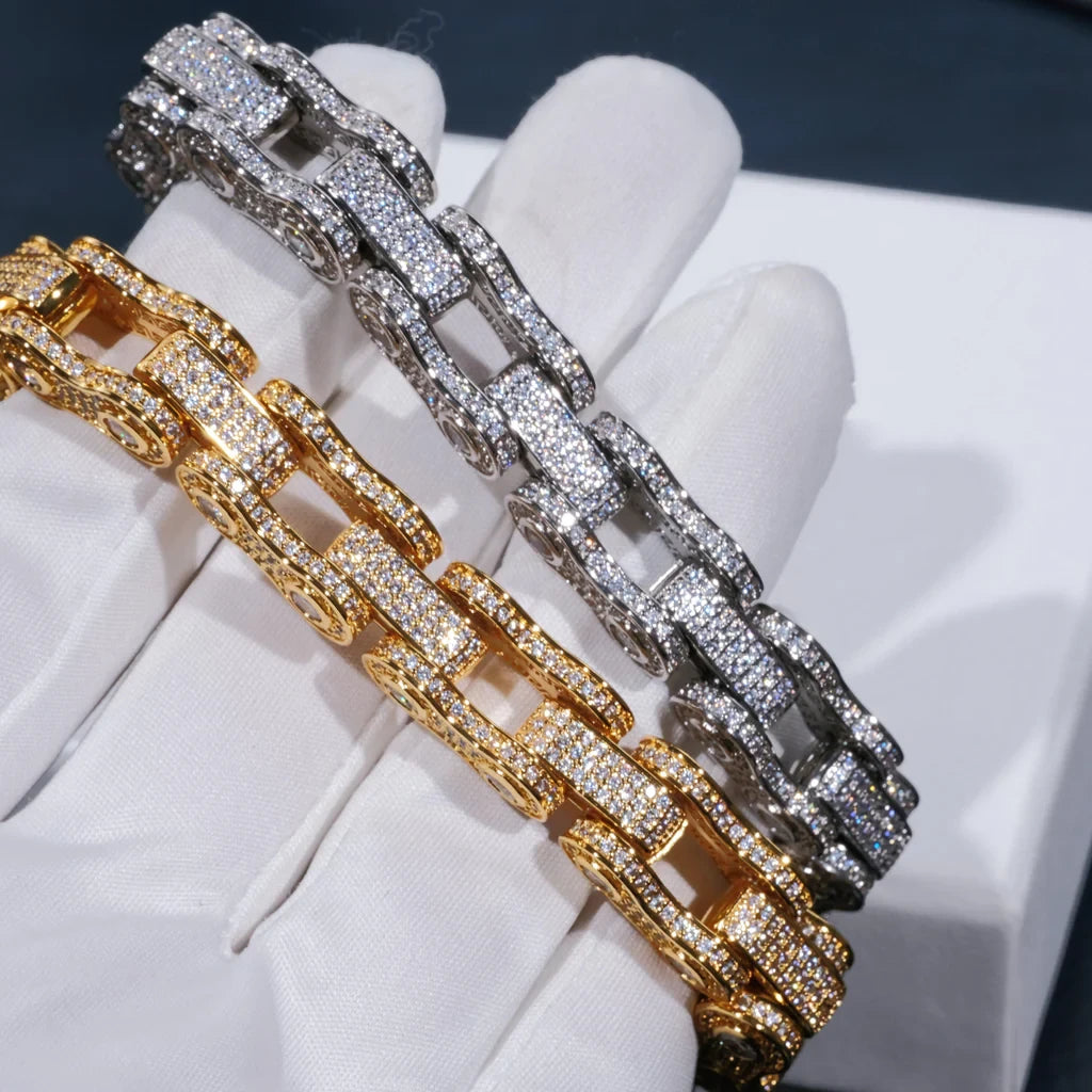 BIKE CHAIN LINK ICED HIP HOP BRACELET