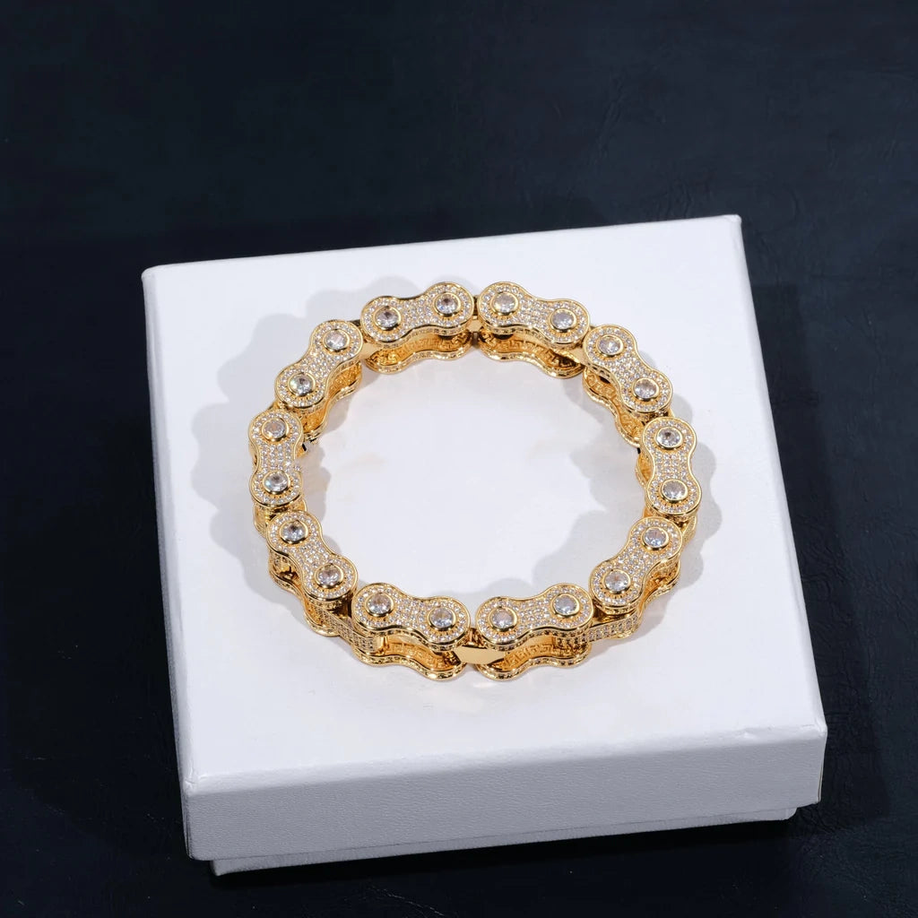 BIKE CHAIN LINK ICED HIP HOP BRACELET