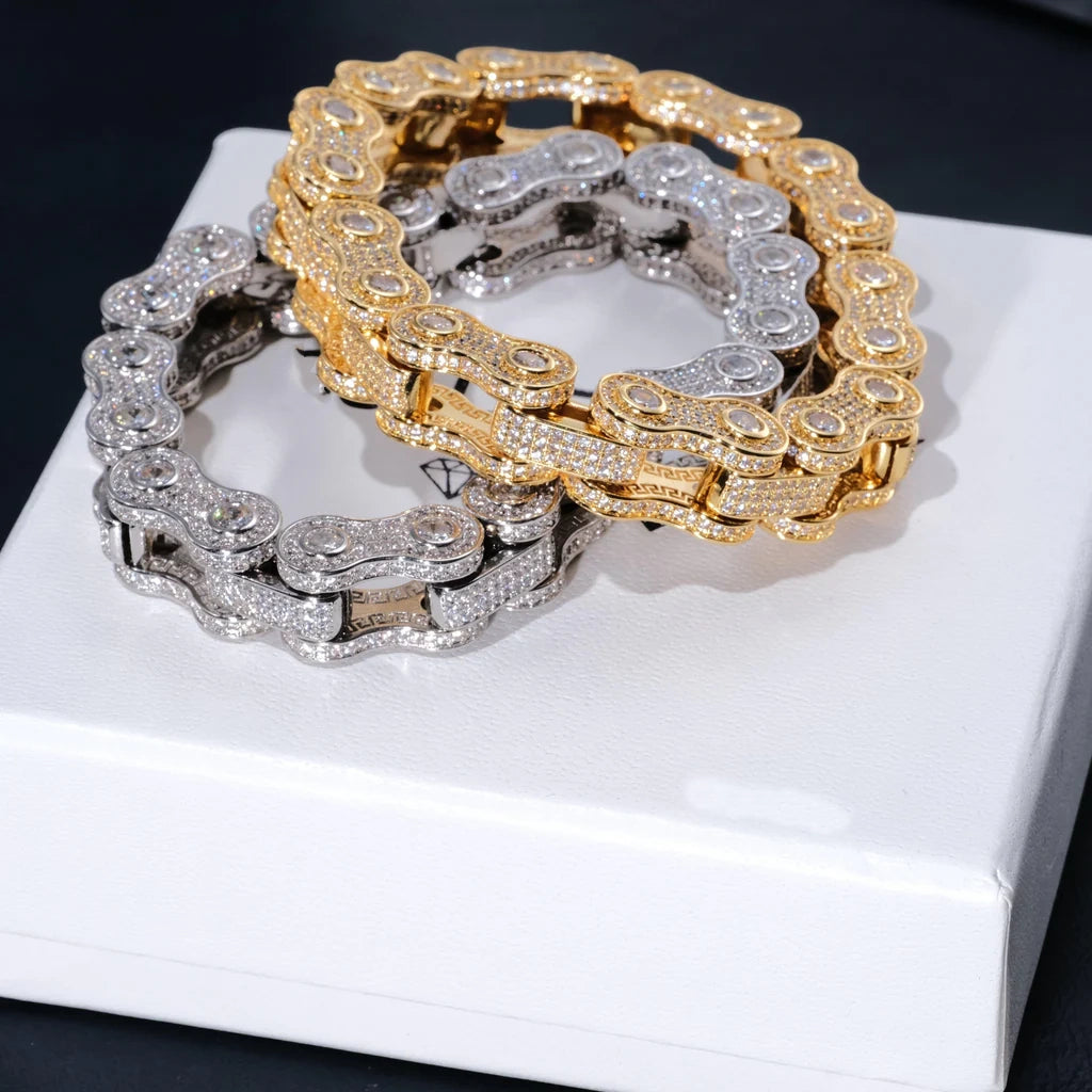 BIKE CHAIN LINK ICED HIP HOP BRACELET