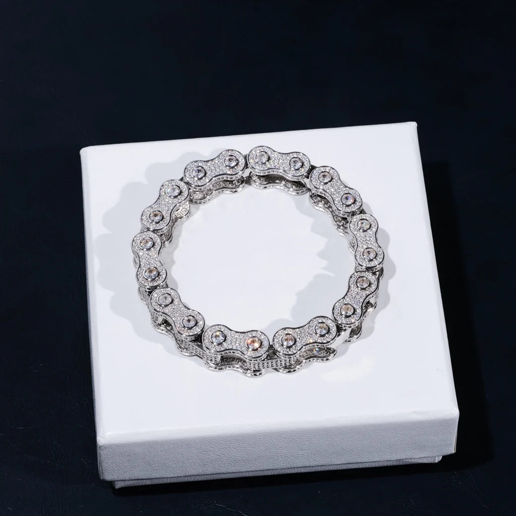 BIKE CHAIN LINK ICED HIP HOP BRACELET