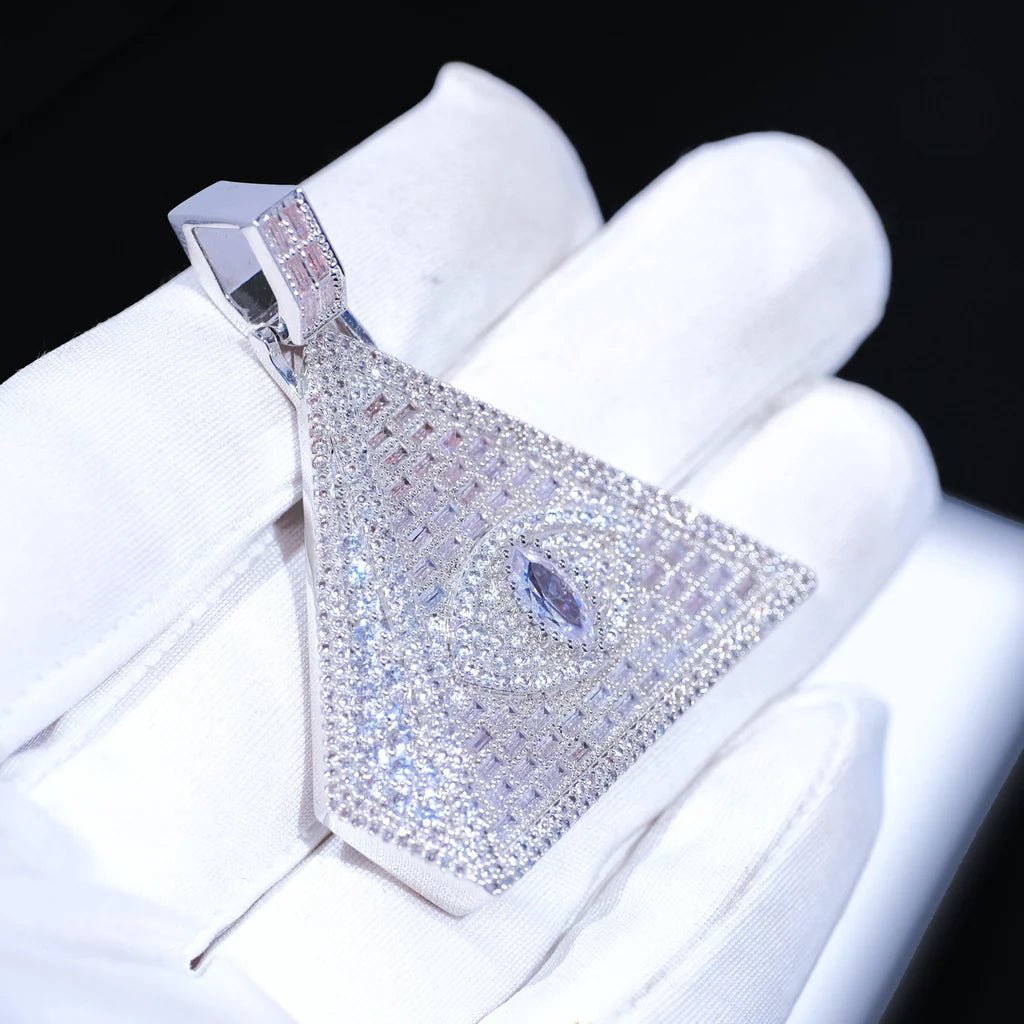 Baguette Pyramid Pendant In White Gold - 47MM - TONGSHOP / Length:16 / Length:18