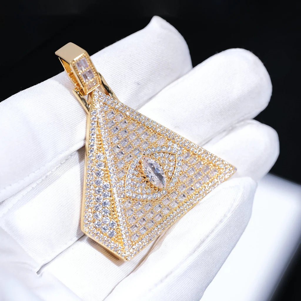 Baguette Pyramid Pendant In White Gold - 47MM - TONGSHOP / Length:16 / Length:18
