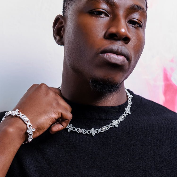 Baguette Cross Evil Eye Bracelet - 16mm - TONGSHOP / /