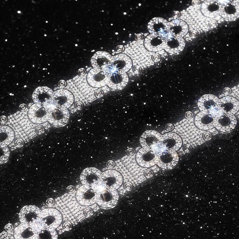 Baroque Diamond Quatrefoil Bracelet In White Gold - TONGSHOP / /