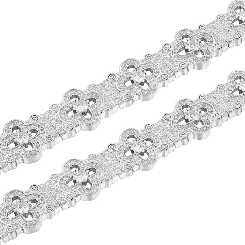 Baroque Diamond Quatrefoil Bracelet In White Gold - TONGSHOP / /