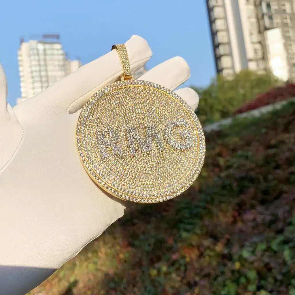 3D CUSTOM LETTER NECKLACE BIG DISC PENDENTS - TONGSHOP / /