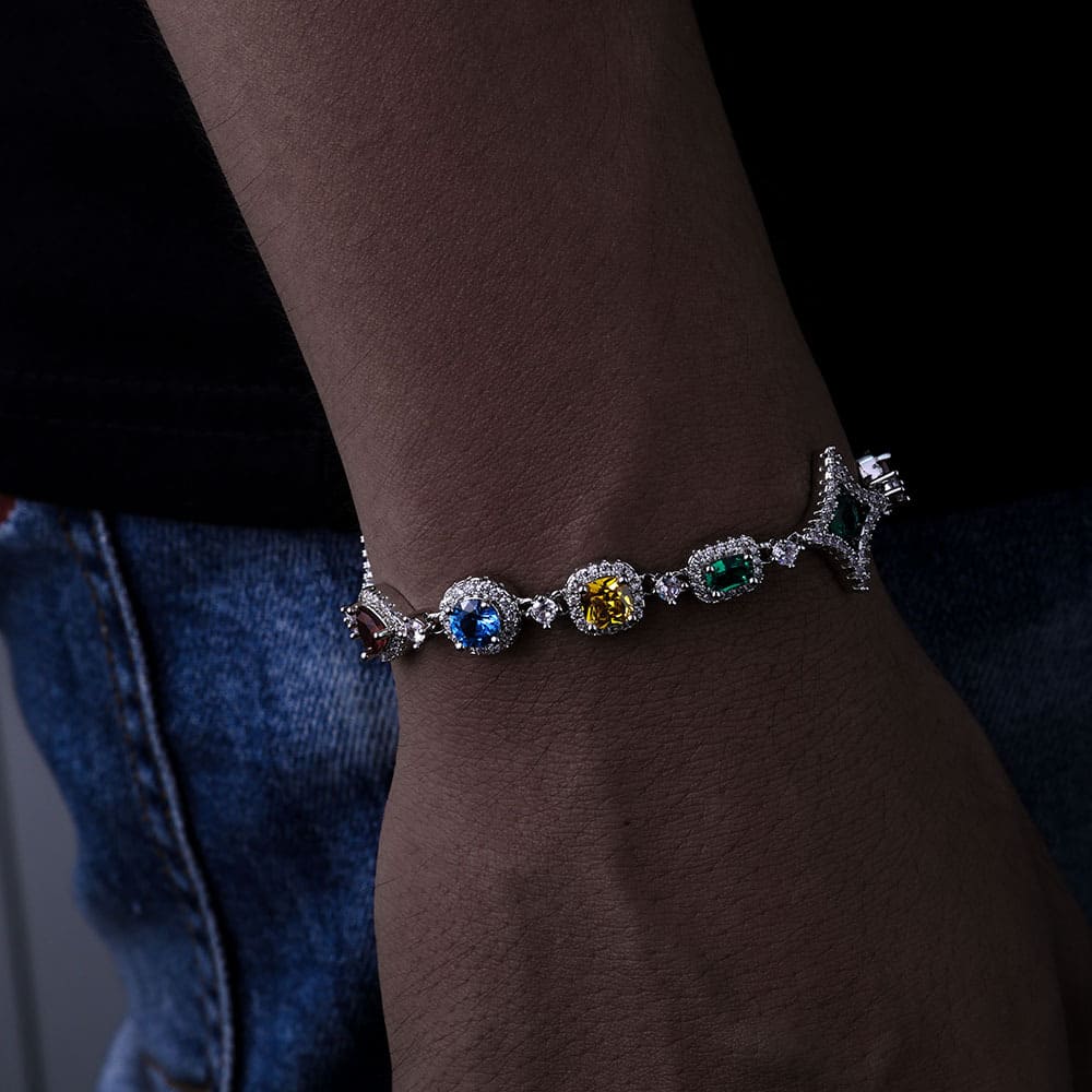 Colored Gemstone Chain Bracelet - 10mm