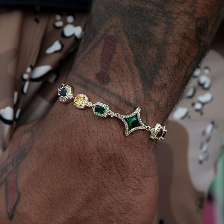 Colored Gemstone Chain Bracelet - 10mm - TONGSHOP / /