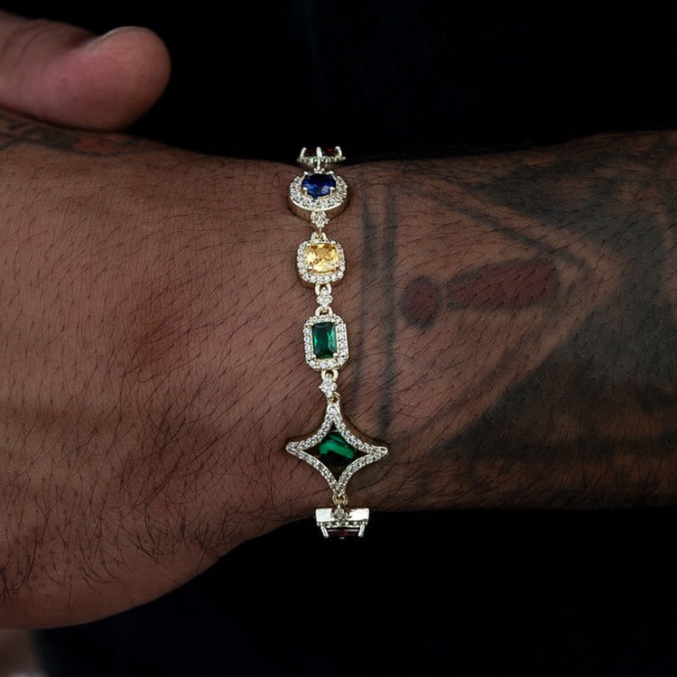 Colored Gemstone Chain Bracelet - 10mm - TONGSHOP / /