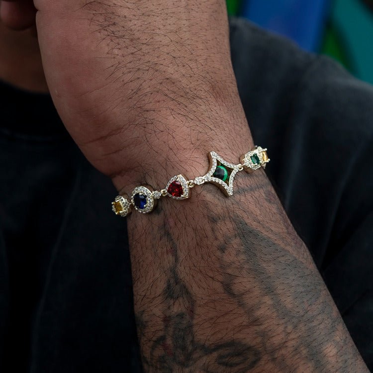 Colored Gemstone Chain Bracelet - 10mm - TONGSHOP / /