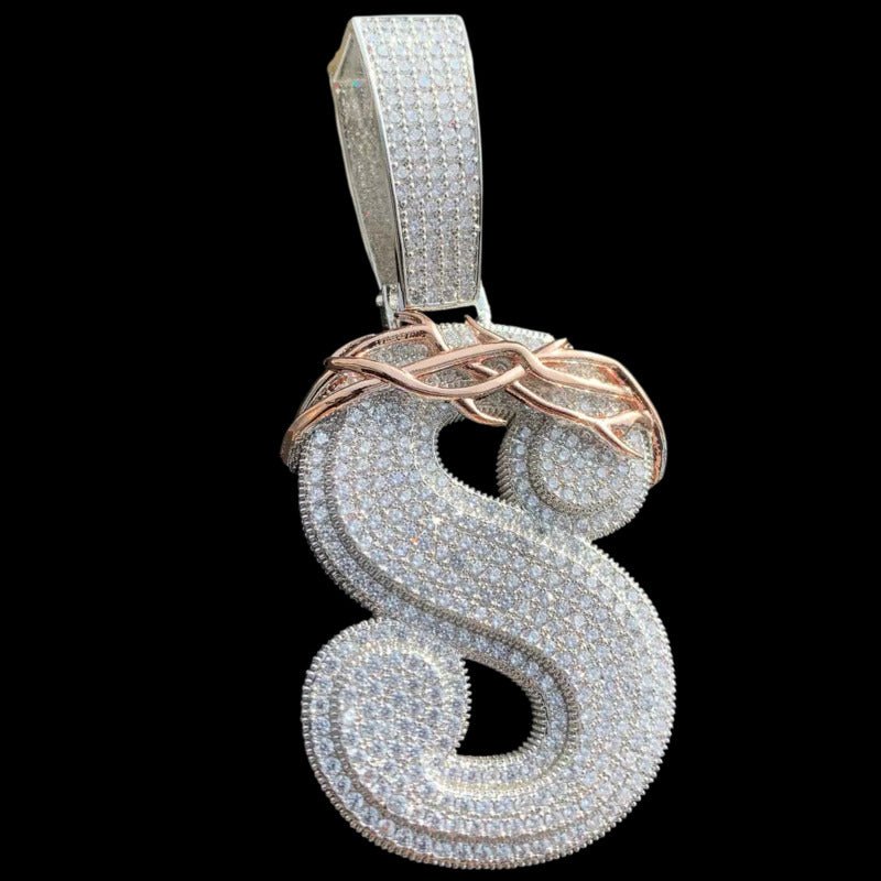 Crown of Thorns Alphabet Pendant - 40mm - TONGSHOP / Length:16 / Length:18