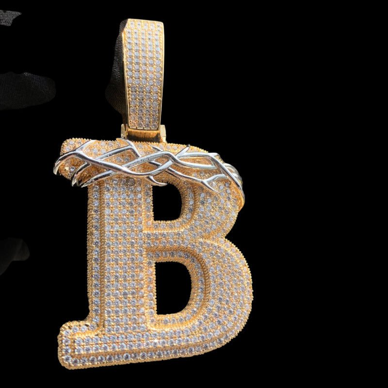 Crown of Thorns Alphabet Pendant - 40mm - TONGSHOP / Length:16 / Length:18