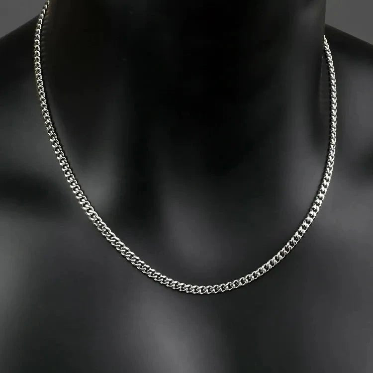 Cuban Necklace in White Gold - 3mm/4mm/5mm - TONGSHOP