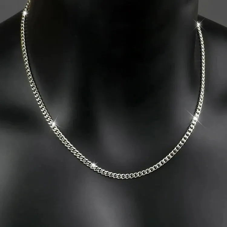 Cuban Necklace in White Gold - 3mm/4mm/5mm - TONGSHOP
