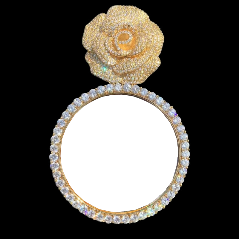 3D Rose Round Customized Photo Pendant - 70mm