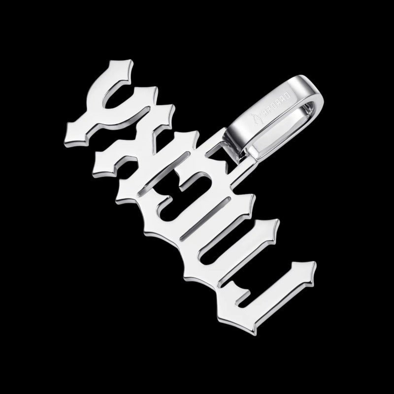 Custom Moissanite Gothic Font LettersNumbers White Gold Name Pendant - TONGSHOP / Length:16 / Length:18