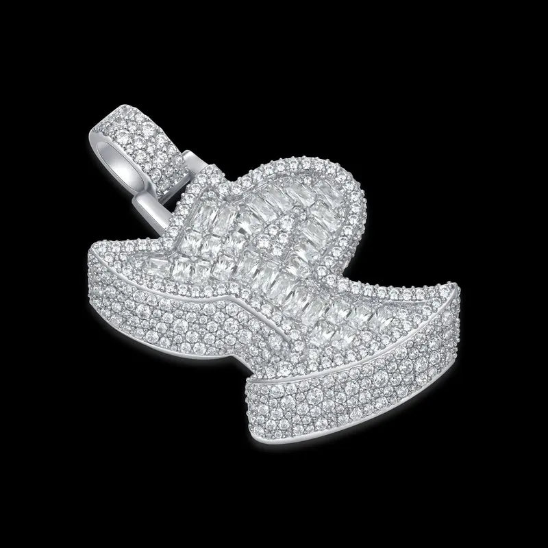 Custom 3D Bold Graffiti Font Letter Pendant in White Gold -38mm