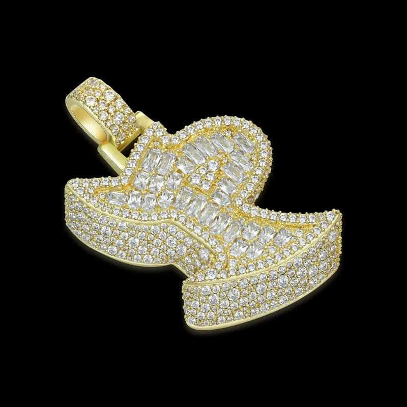 Custom 3D Bold Graffiti Font Letter Pendant in Yellow Gold -38mm - TONGSHOP / Color:White Gold / Length:16 / Length:18