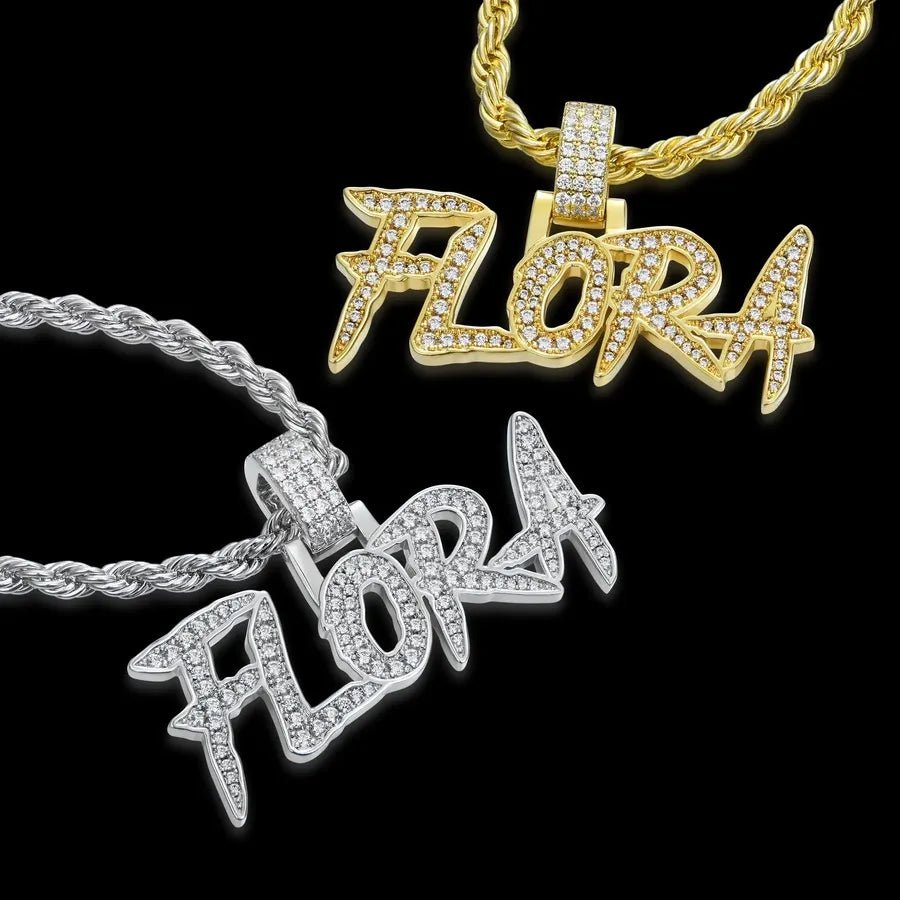 Custom CokeBoys Font Pendant in White Gold - TONGSHOP / Color:White Gold / Length:16 / Length:18