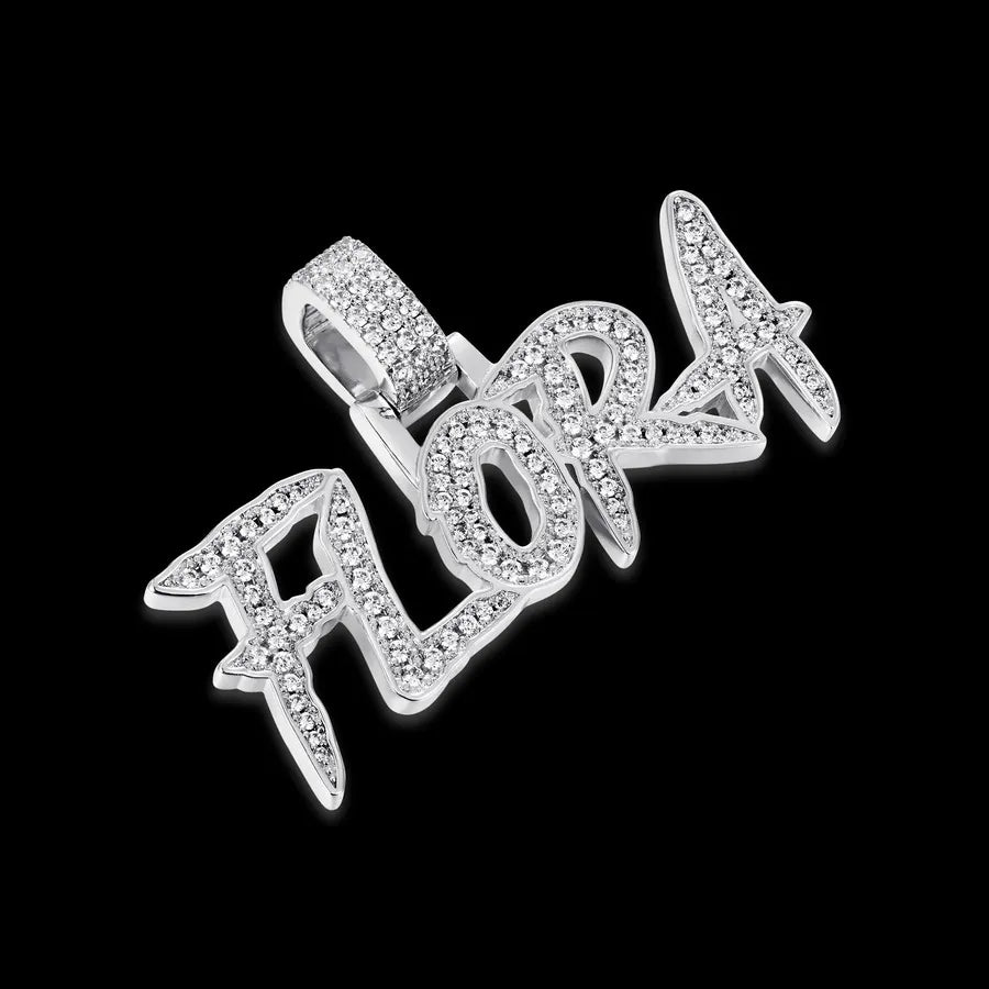 Custom CokeBoys Font Pendant in White Gold