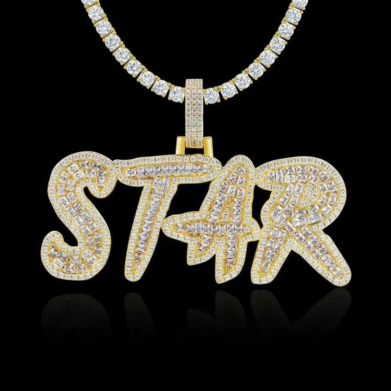 Custom Cut CokeBoys Font Pendant in Yellow Gold - TONGSHOP / Color:White Gold / Length:16 / Length:18