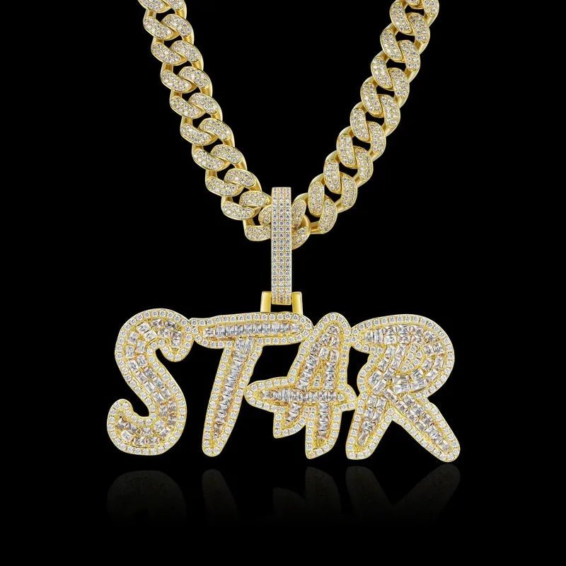 Custom Cut CokeBoys Font Pendant in Yellow Gold - TONGSHOP / Color:White Gold / Length:16 / Length:18