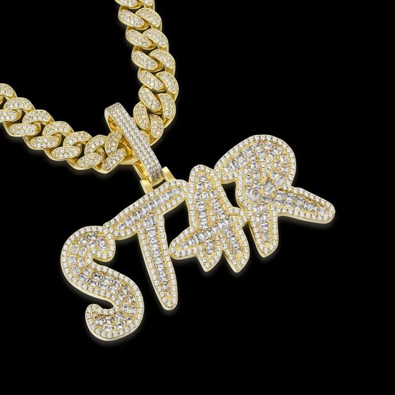 Custom Cut CokeBoys Font Pendant in Yellow Gold - TONGSHOP / Color:White Gold / Length:16 / Length:18
