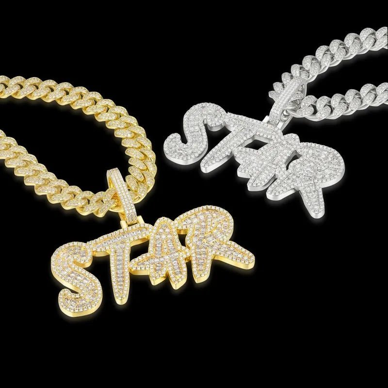 Custom Cut CokeBoys Font Pendant in Yellow Gold - TONGSHOP / Color:White Gold / Length:16 / Length:18